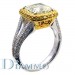 Two Tone, Split Shank, Micro Pave Set Diamond Engagement Ring Semi Mount with Halo for Cushion Center