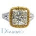 Two Tone, Split Shank, Micro Pave Set Diamond Engagement Ring Semi Mount with Halo for Cushion Center
