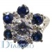 Pave Set Split Shank Diamond Sapphire Ring