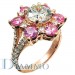 Pave Set Split Shank Diamond-Pink Sapphire Ring