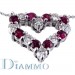 H-414R Prong Set Diamond/Rubies Heart Necklace