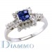 H-814S Diamond Ring with Sapphire Cluster Center